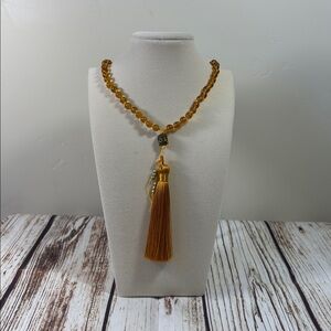 Amber Gemstone Bead Handmade Beaded Mala Necklace
